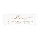 Gold Script Achternaam Return Address Label (Voorkant)