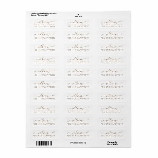 Gold Script Achternaam Return Address Label (Full Sheet)