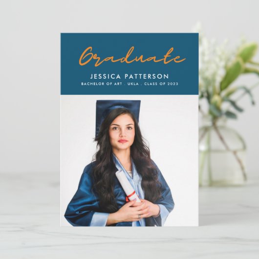 Gold Script Afstuderen Aankondiging (Staand voorkant)