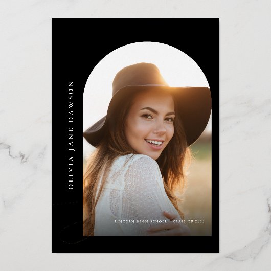 Gold Script Afstuderen Folie Folie Uitnodiging (Voorkant)