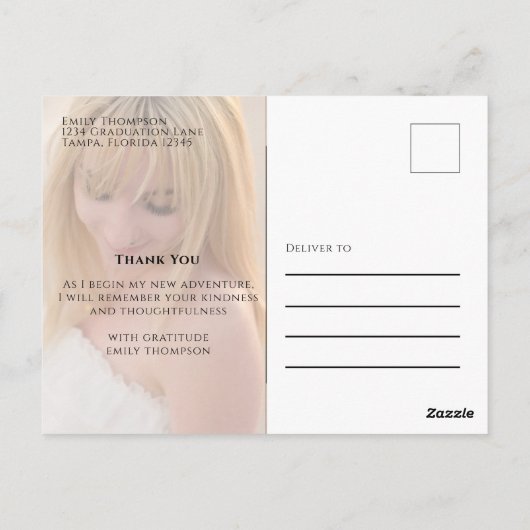 Gold Script Afstuderen Foto Aangepast Briefkaart (Achterkant)