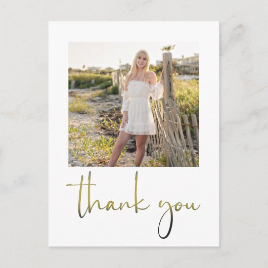 Gold Script Afstuderen Foto Aangepast Briefkaart (Voorkant)