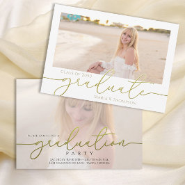 Gold Script Afstuderen Foto Elegant Aangepast Kaart