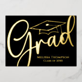 Gold Script Afstuderen-fotosjabloon Folie Uitnodiging (Voorkant)