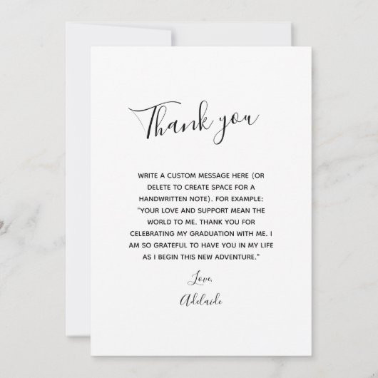 Gold Script-Afstuderen - Hartelijk dank met foto Bedankkaart (Achterkant)