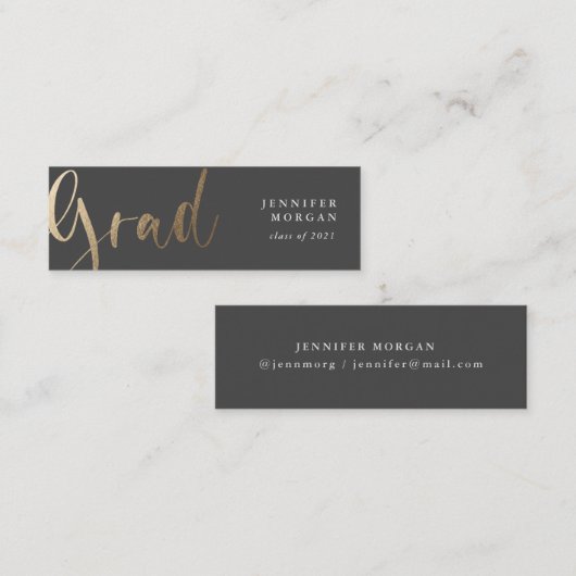 Gold Script afstuderen naamkaart Mini Visitekaartje (Voorkant / Achterkant)