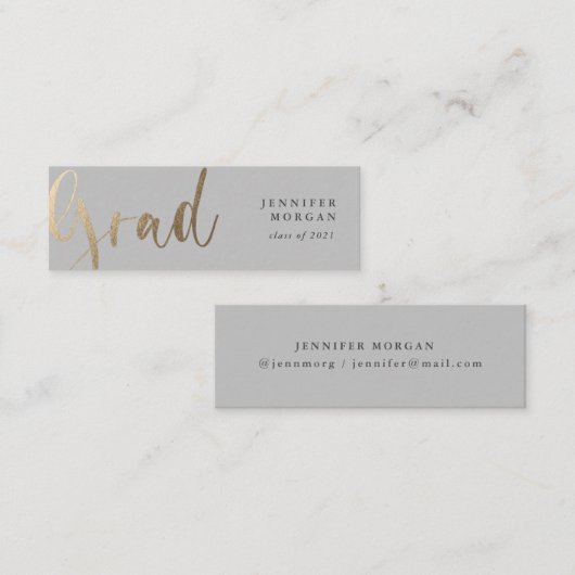 Gold Script afstuderen naamkaart Mini Visitekaartje (Voorkant / Achterkant)