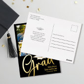 Gold Script Afstuderen Photo Collage Invitation Folie Uitnodiging Briefkaart