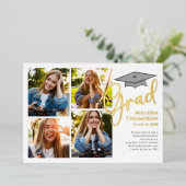 Gold Script Afstuderen Photo Collage Sjabloon (Staand Voorkant)