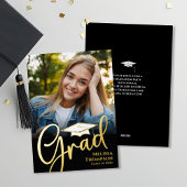 Gold Script Afstuderen Photo Template Classic Folie Uitnodiging