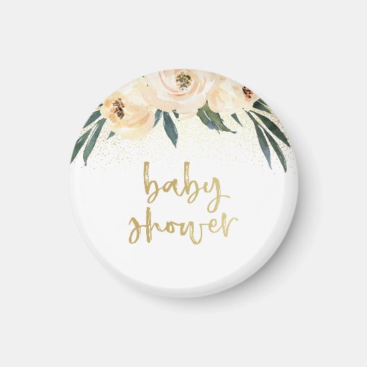 Gold Script Baby shower Blush Pink Floral Magneet (Voorkant)