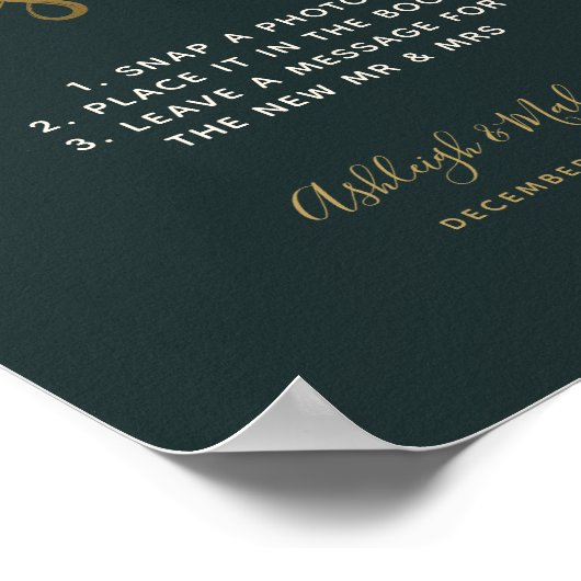 Gold Script Berries Foto Guestbook Weddenschap Poster (Hoek)