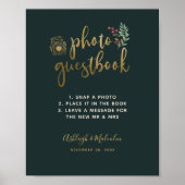 Gold Script Berries Foto Guestbook Weddenschap Poster (Voorkant)