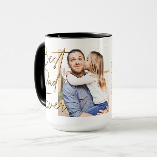 Gold Script Beste vader ooit Foto Verjaardag Koffi Mok (Voorkant links)