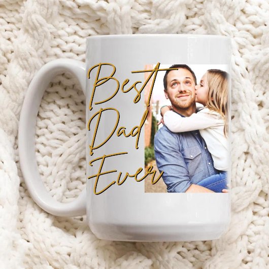 Gold Script Beste vader ooit Foto Verjaardag Koffi Mok