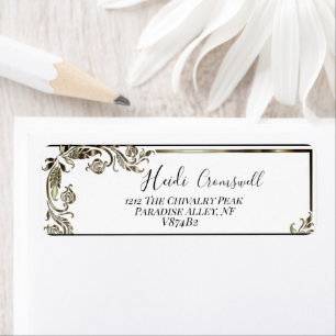 Gold  Script Botanical Return Address Label