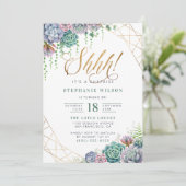 Gold Script Botanical Surprise Birthday Party Kaart (Staand voorkant)