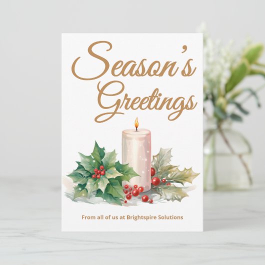 Gold Script Business Holiday Kaart (Staand voorkant)