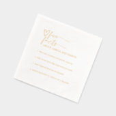Gold Script Calligraphy Fun Facts Wedding Folie Servetten (Links)