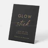 Gold Script Calligraphy Wedding Glow Sticks Reclamebord Met Voetstuk (Voorkant)