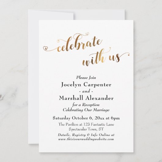 Gold Script Celebrate met US Confetti Back Kaart (Voorkant)