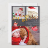 Gold Script Chalkboard Kerstelf Holidage Foto Feestdagenkaart (Voorkant)