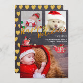 Gold Script Chalkboard Kerstelf Holidage Foto Feestdagenkaart (Voorkant / Achterkant)