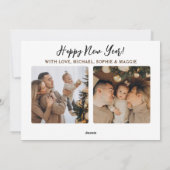 Gold Script Cheers op de foto van het nieuwe jaar  Feestdagenkaart (Achterkant)