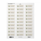 Gold Script Christmas Tree Return-adreslabel Etiket (Full Sheet)