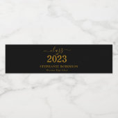 Gold Script Class of 2023 Graduation Party Waterfles Etiket (Enkel label)