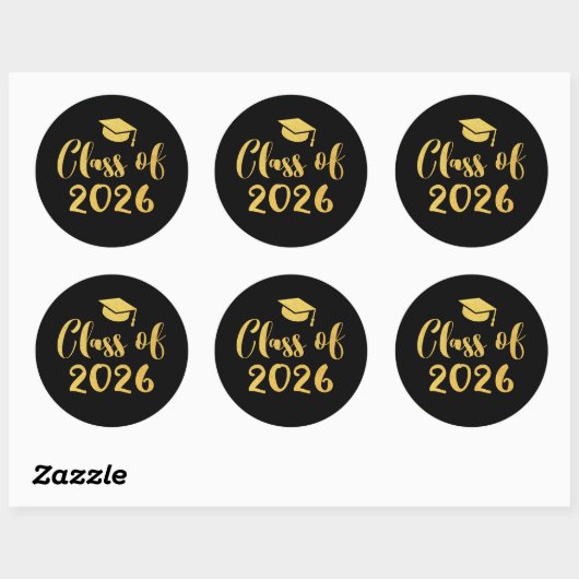 Gold Script Class of 2025 Afstuderen Favoriet Ronde Sticker (Vel)