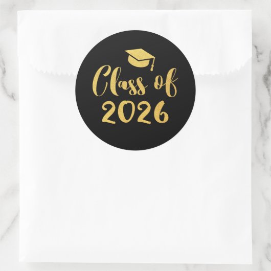 Gold Script Class of 2025 Afstuderen Favoriet Ronde Sticker (Tas)