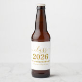 Gold Script Class of 2026 Graduation Party Bier Etiket (Voorkant)