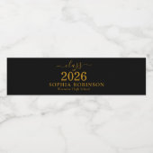 Gold Script Class of 2026 Graduation Party Waterfles Etiket (Enkel label)