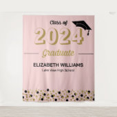 Gold Script Confetti Afstudeerder Partij Roze acht Wandkleed (Voorkant)