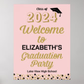 Gold Script Confetti Afstudeerder Partij Roze Welk Poster