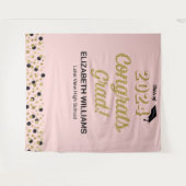 Gold Script Confetti bevat Afstudeerder roze achte Wandkleed (Voorkant (horizontaal))