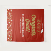 Gold Script Confetti Congrates Afstudeerder Red Ba Wandkleed (Voorkant (horizontaal))