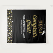 Gold Script Confetti Congring Afstudeerder zwarte  Wandkleed (Voorkant (horizontaal))