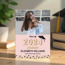 Gold Script Confetti Foto roze Afstudeerder aankon