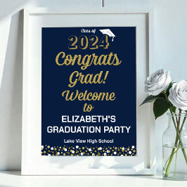 Gold Script Congrates Afstudeerder Blue Welcome Si Poster