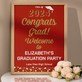 Gold Script Congrates Afstudeerder Red Welcome Sig Poster