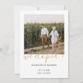 Gold Script Custom We Eloped Kaart met Foto (Voorkant)