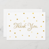 Gold Script Dank je harten Confetti Bedankkaart (Voorkant / Achterkant)