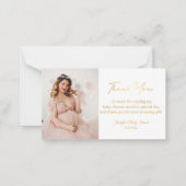 Gold Script Dank u baby shower Foto Chic Notitiekaartje (Voorkant)
