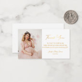 Gold Script Dank u baby shower Foto Chic Notitiekaartje (Voorkant / Achterkant in situ)