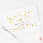Gold Script Dank u en Golden Hearts Confetti Rechthoekige Sticker (Envelop)