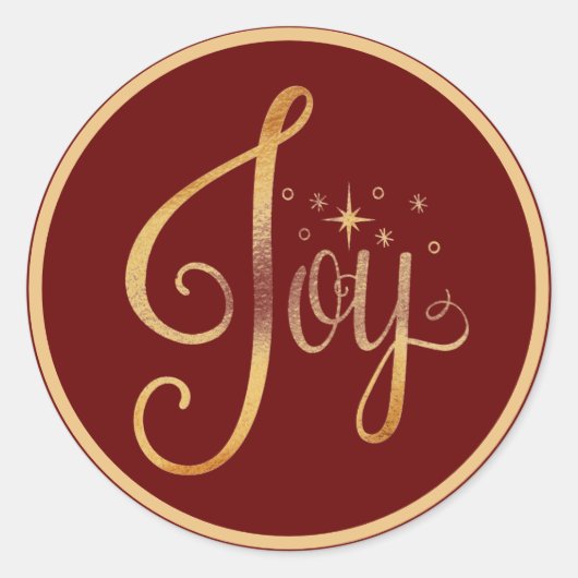 Gold Script Elegant Joy Holiday Kerstmis Ronde Sticker (Voorkant)