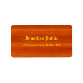  Gold Script Elegant Walnut Sjabloon Etiket (Voorkant)