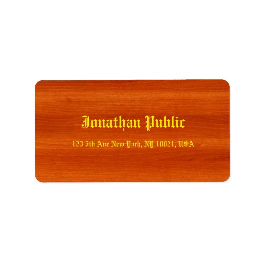  Gold Script Elegant Walnut Sjabloon Etiket (Voorkant)